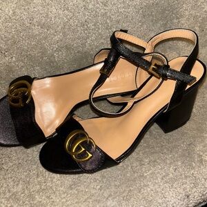 GUCCI LEATHER MID-HEEL SANDAL